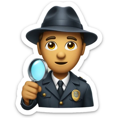 Detective with a magnifying glass in his hands sticker