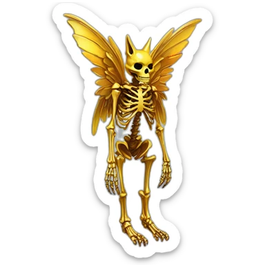 Melting Neon and gold Zombie skeleton fox with wings and prosthetic leg  sticker