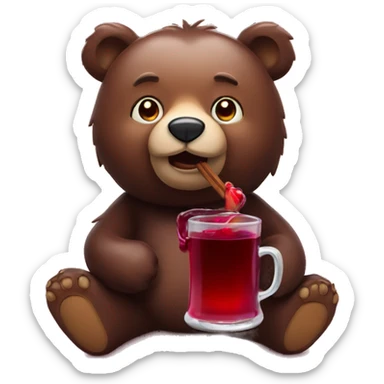 Bear with mulled wine  sticker