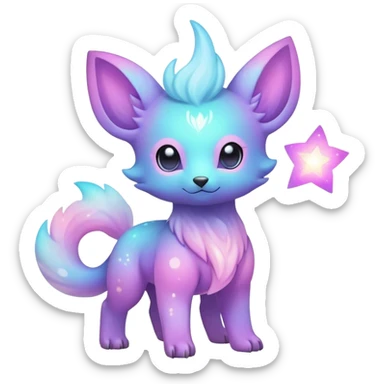 Cute cool colorful pastel nebula fantasy animal hybrid Fakemon full body  sticker