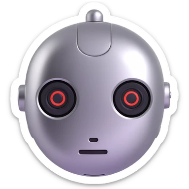 polished minimalistic perfectly round steel robot face, simple clean design sticker