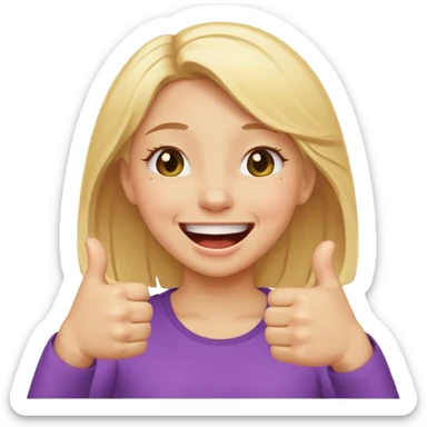 Double thumbs up blonde girl laugh cry emoji sticker