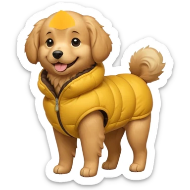 a full body of cute dog with puffer clothes sticker