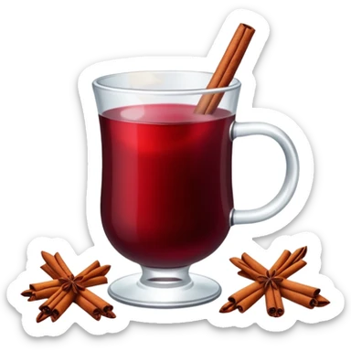 mulled wine in glass cup without straw sticker