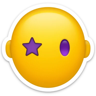 Yellow emoji with purple stars eye sticker