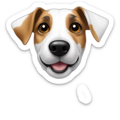 Jack Russell Terrier with a black spot on one side and a white one on the other side, one ear is standing, the other is lying sticker