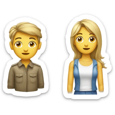 junge Frau umarmt jungen Mann von hinten. sticker