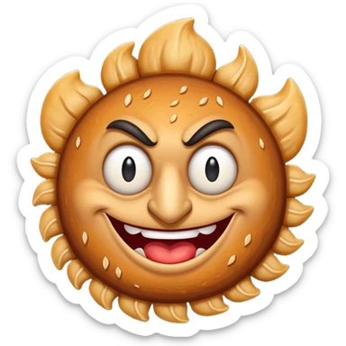 evil schnitzel with villainous grin sticker