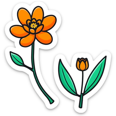 cempasúchil flower, Day of the Dead marigold, vibrant orange flower sticker