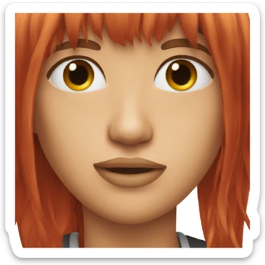 red hair long bang sticker