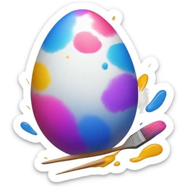 colorful egg with paint brush strokes sticker