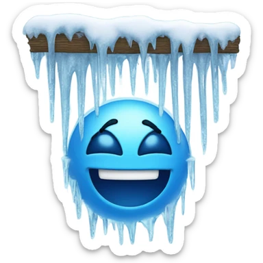 Blue smiley face with icicles sticker