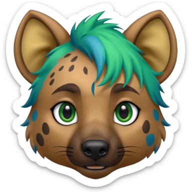 hyena with blue and green hair sticker