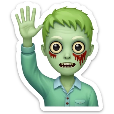 Cute funny zombie waves Hello sticker