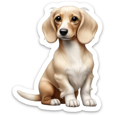 mini long-haired puppy dachshund cream white colors full body sticker