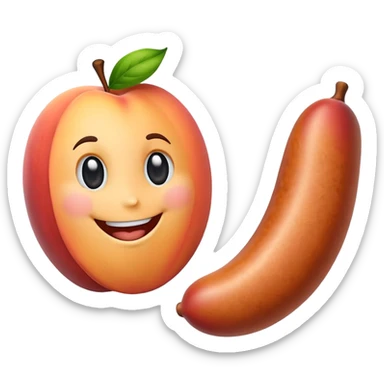 A peach meets with his friend a sausage  sticker