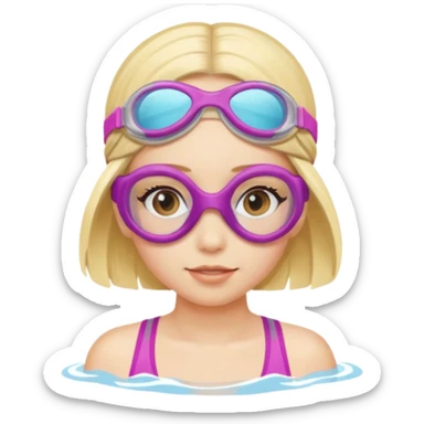 Girl with swim goggles sticker