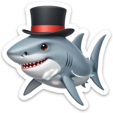 Shark with a top hat sticker