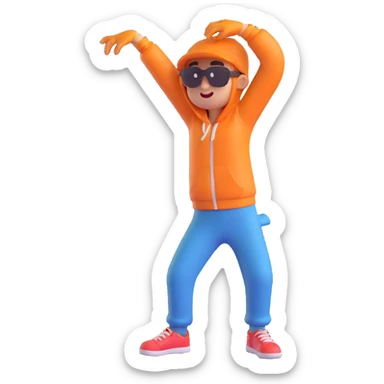 character dabbing, expressive and fun sticker
