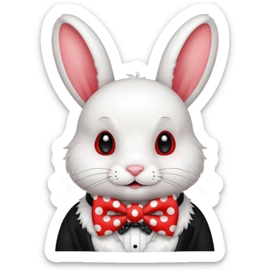 Fluffy rabbit with polka-dot bow tie sticker