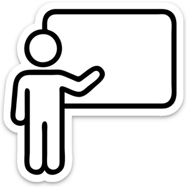person giving a talk or presentation, simple lines outlined icon sticker