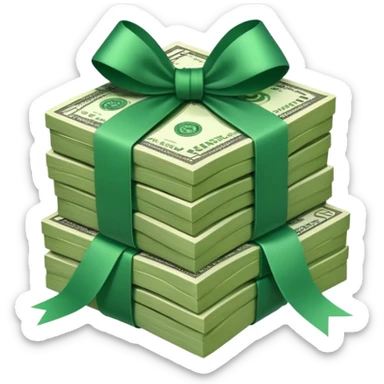 bunch of money with ribbon sticker