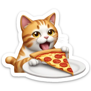 a cat eating pizza sticker