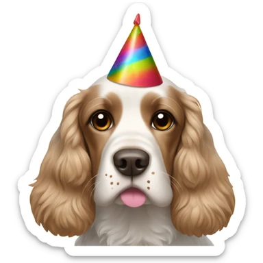 cocker spaniel with party hat sticker