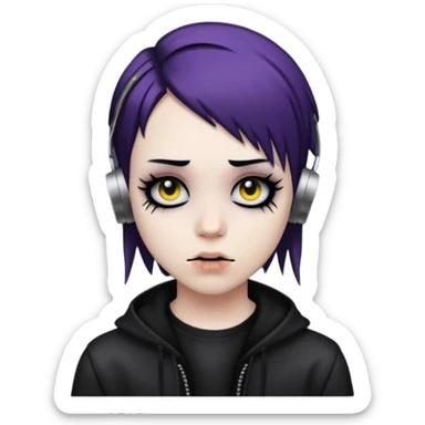 an emo nonbinary person listening to metal sticker