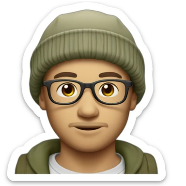 tiny rolled up fisherman hipster beanie sticker