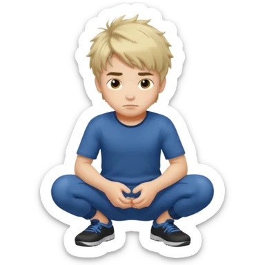 Kids male squatting  sticker