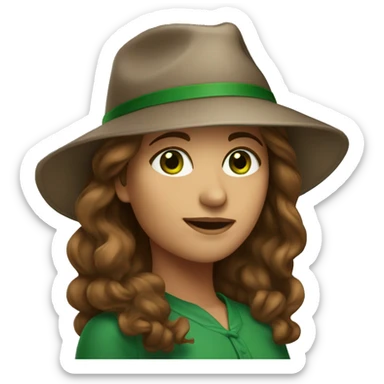 woman-brown-hair-green-eyes-university-hat sticker