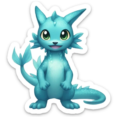 a anthro chibi-style water-type Fakémon-hybrid full body sticker