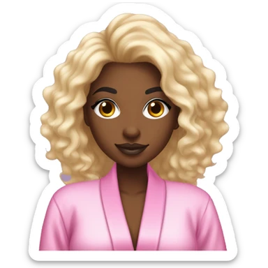 A black girl with Victoria secret like bombshell hair with a Victoria secret robe on  sticker