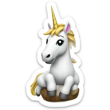 A unicorn chilling under a palm tree sticker