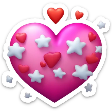 Create a custom emoji that combines the explosion shape of 💫 with the heart shape and pink/red gradient color of 🩷. The design should be modern, playful, and bold. Think of a heart-shaped burst of energy sticker