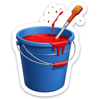 paint splatter, only bucket, spilled paint, red color. sticker