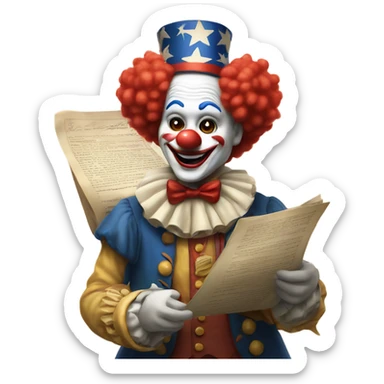 clown holding the declaration of independence  sticker