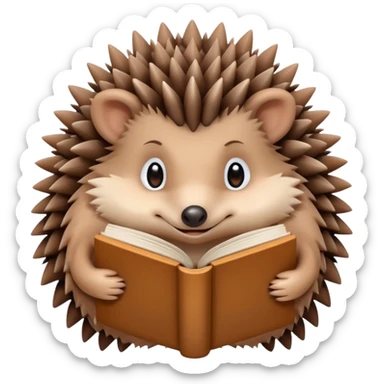 The hedgehog hugs the book sticker