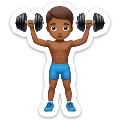 The child presses dumbbells sticker