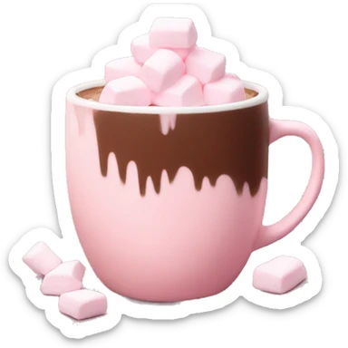 Aesthetic hot chocolate in light pink cup marshmallow  sticker
