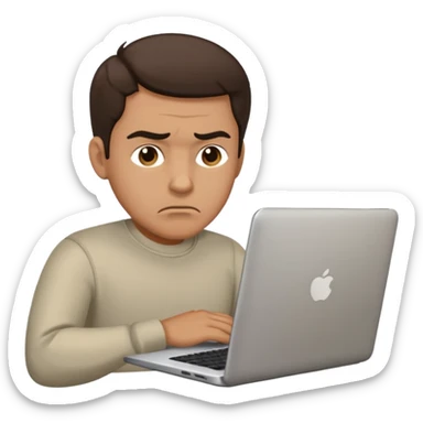 man with laptop, frowning sticker