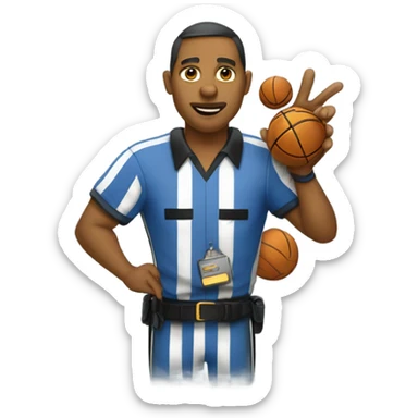 Gold and blue bloodhoundas a basketball referee.  sticker