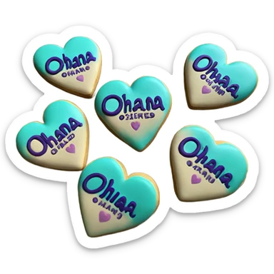 Teal purple Cookie heart with ohana sticker