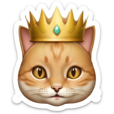 a cute  short hair cat wearing a crown sticker