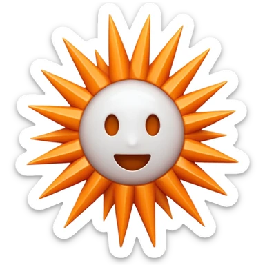 iOS-style 3D emoji: abstract jagged burst with sharp spikes, bright white center fading to soft orange, subtle shadows and glossy highlights, conveying sudden impact; no faces, no text, no yellow emoji faces sticker