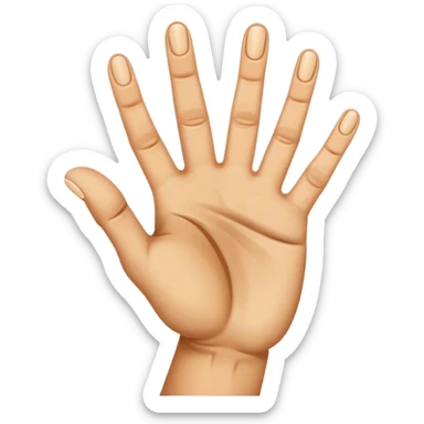 a standard hand emoji howing palm but with 6 fingers sticker