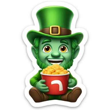 Leprechaun eating a buckeye sticker