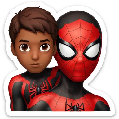 miles morales with spiderman mask sticker