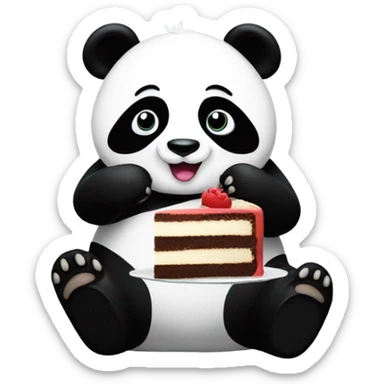 Panda eating cake sticker
